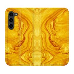 Housse Cuir Portefeuille Pour Samsung Galaxy S23 Plus Texture Marbre Jaune