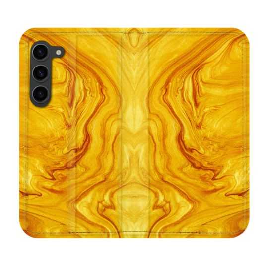 Housse Cuir Portefeuille Pour Samsung Galaxy S23 Plus Texture Marbre Jaune