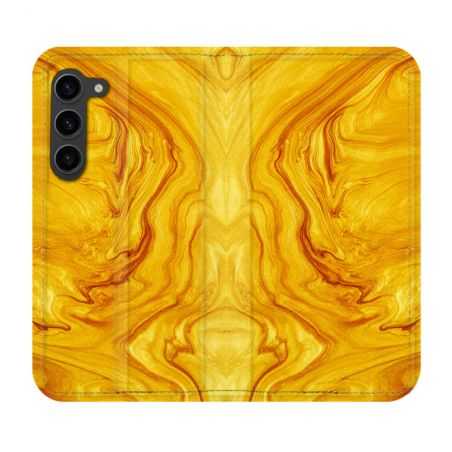 Housse Cuir Portefeuille Pour Samsung Galaxy S23 Plus Texture Marbre Jaune