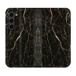 Housse Cuir Portefeuille Pour Samsung Galaxy S23 Plus Texture Marbre Noir