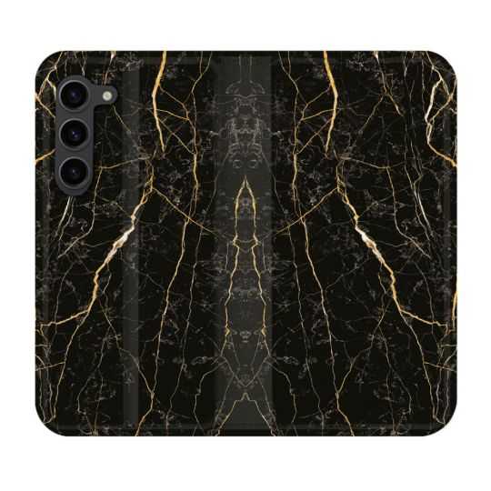 Housse Cuir Portefeuille Pour Samsung Galaxy S23 Plus Texture Marbre Noir