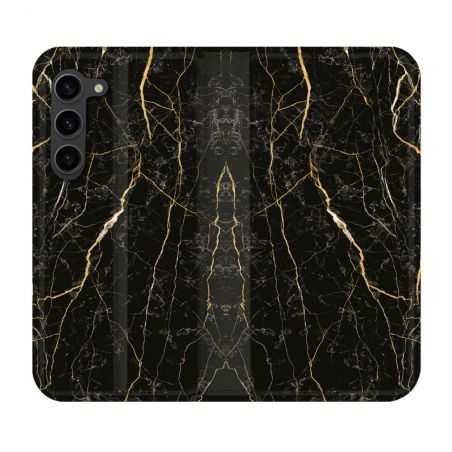 Housse Cuir Portefeuille Pour Samsung Galaxy S23 Plus Texture Marbre Noir