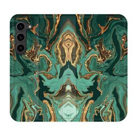 Housse Cuir Portefeuille Pour Samsung Galaxy S23 Plus Texture Marbre Vert
