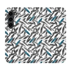 Housse Cuir Portefeuille Pour Samsung Galaxy S23 Plus Texture Plume Canard