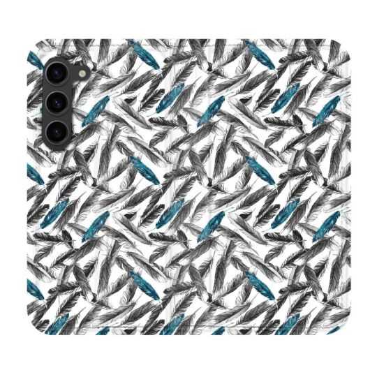 Housse Cuir Portefeuille Pour Samsung Galaxy S23 Plus Texture Plume Canard
