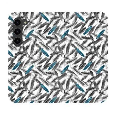 Housse Cuir Portefeuille Pour Samsung Galaxy S23 Plus Texture Plume Canard