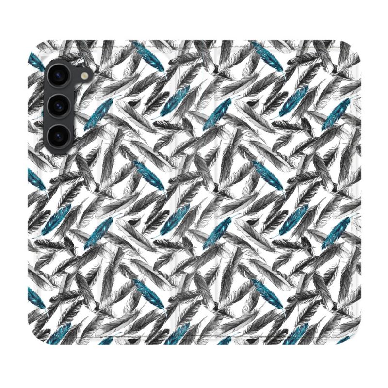 Housse Cuir Portefeuille Pour Samsung Galaxy S23 Plus Texture Plume Canard