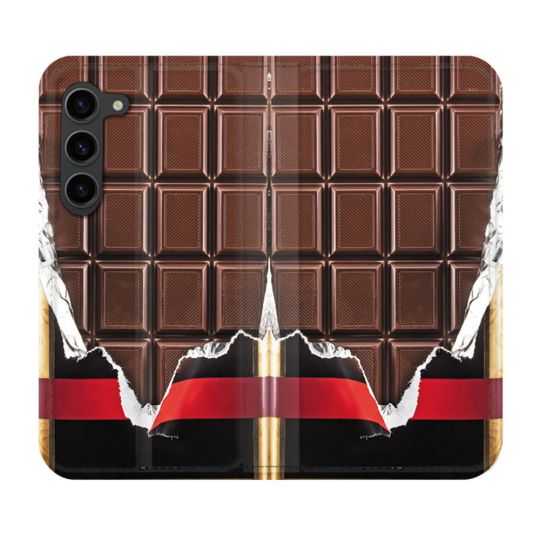 Housse Cuir Portefeuille Pour Samsung Galaxy S23 Plus Texture Trompe Oeil Chocolat