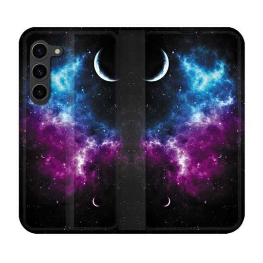 Housse Cuir Portefeuille Pour Samsung Galaxy S23 Plus Univers Bleu Violet