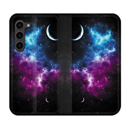 Housse Cuir Portefeuille Pour Samsung Galaxy S23 Plus Univers Bleu Violet