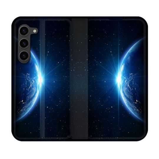 Housse Cuir Portefeuille Pour Samsung Galaxy S23 Plus Univers Planete Terre