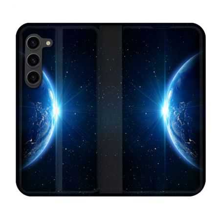 Housse Cuir Portefeuille Pour Samsung Galaxy S23 Plus Univers Planete Terre