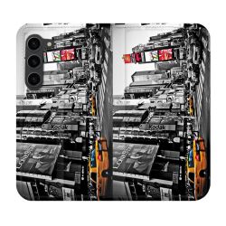 Housse Cuir Portefeuille Pour Samsung Galaxy S23 Plus Voyage Amerique USA New York Taxi