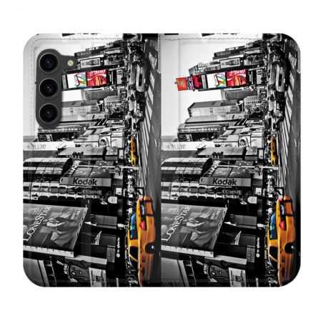Housse Cuir Portefeuille Pour Samsung Galaxy S23 Plus Voyage Amerique USA New York Taxi