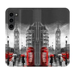 Housse Cuir Portefeuille Pour Samsung Galaxy S23 Plus Voyage Angleterre Londres Vintage