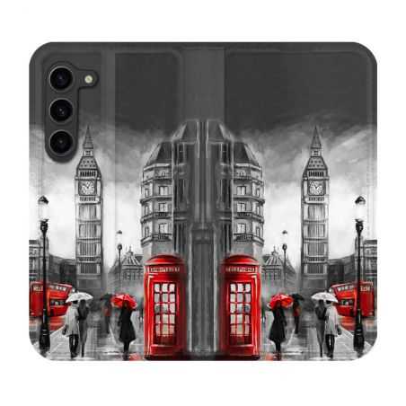 Housse Cuir Portefeuille Pour Samsung Galaxy S23 Plus Voyage Angleterre Londres Vintage