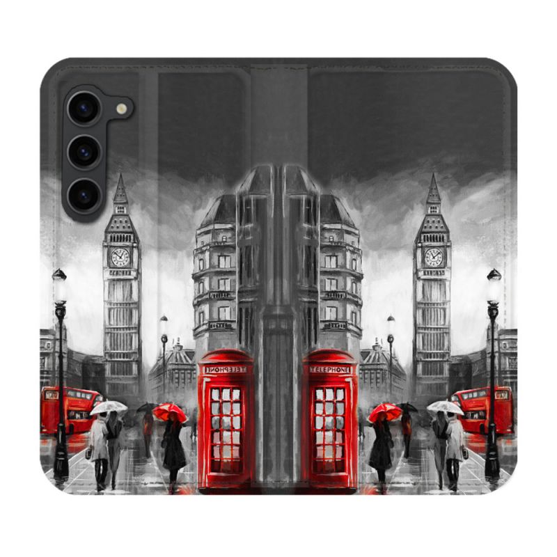 Housse Cuir Portefeuille Pour Samsung Galaxy S23 Plus Voyage Angleterre Londres Vintage