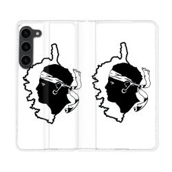 Housse Cuir Portefeuille Pour Samsung Galaxy S23 Plus Voyage Corse Blanc