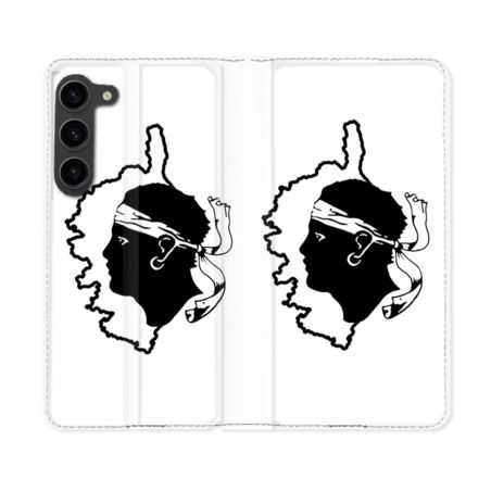Housse Cuir Portefeuille Pour Samsung Galaxy S23 Plus Voyage Corse Blanc