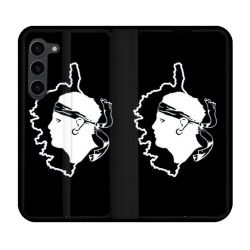 Housse Cuir Portefeuille Pour Samsung Galaxy S23 Plus Voyage Corse Noir