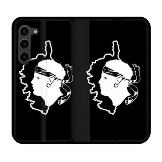 Housse Cuir Portefeuille Pour Samsung Galaxy S23 Plus Voyage Corse Noir