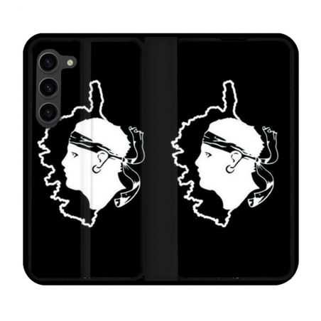 Housse Cuir Portefeuille Pour Samsung Galaxy S23 Plus Voyage Corse Noir
