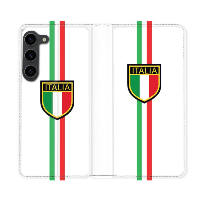 Housse Cuir Portefeuille Pour Samsung Galaxy S23 Plus Voyage Italie 3 Blanc