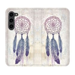 Housse Cuir Portefeuille Pour Samsung Galaxy S23 Plus Zen Attrape Reve Blanc