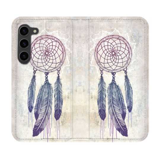 Housse Cuir Portefeuille Pour Samsung Galaxy S23 Plus Zen Attrape Reve Blanc