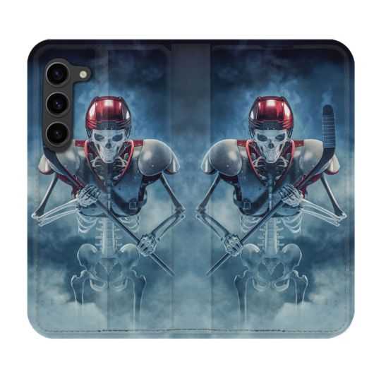 Housse Cuir Portefeuille Pour Samsung Galaxy S23 Plus Sport Hockey Squelette