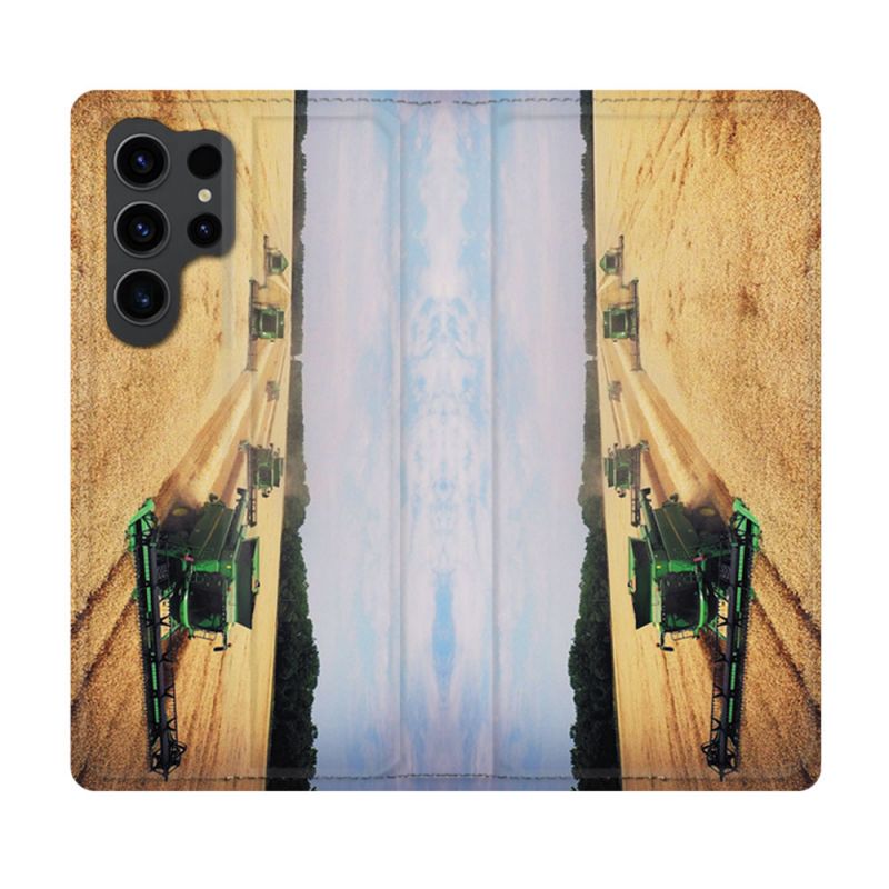 Housse Cuir Portefeuille Pour Samsung Galaxy S23 Ultra Agriculture Moissonneuse