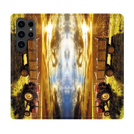 Housse Cuir Portefeuille Pour Samsung Galaxy S23 Ultra Agriculture Tracteur Color