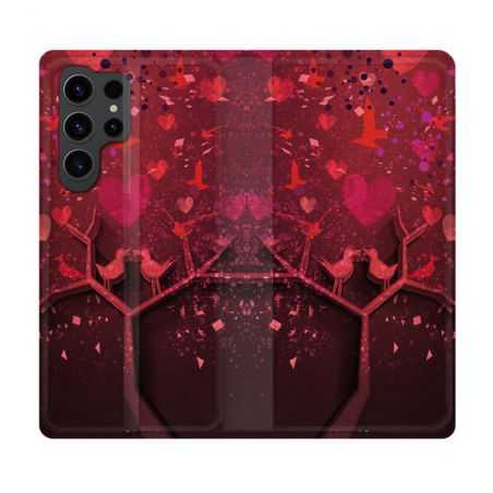 Housse Cuir Portefeuille Pour Samsung Galaxy S23 Ultra Amour Arbre
