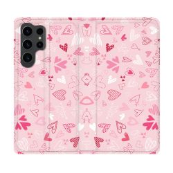 Housse Cuir Portefeuille Pour Samsung Galaxy S23 Ultra Amour Ptis Coeurs