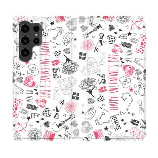 Housse Cuir Portefeuille Pour Samsung Galaxy S23 Ultra Amour Valentines