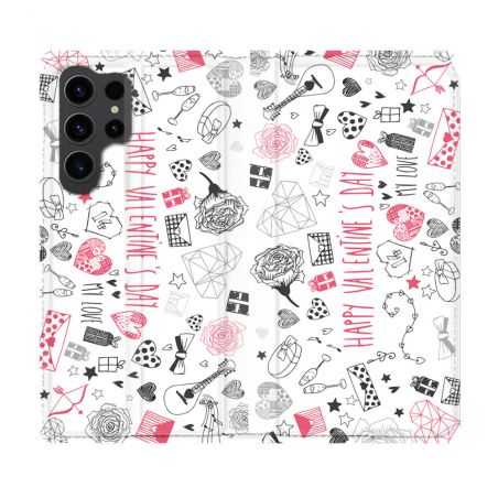 Housse Cuir Portefeuille Pour Samsung Galaxy S23 Ultra Amour Valentines