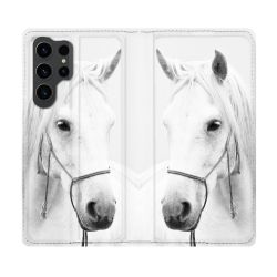 Housse Cuir Portefeuille Pour Samsung Galaxy S23 Ultra Animal Cheval Cristal