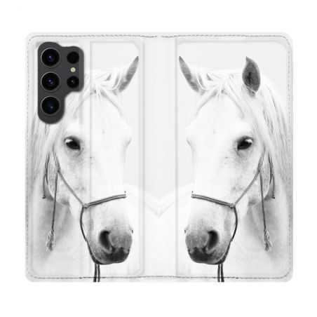 Housse Cuir Portefeuille Pour Samsung Galaxy S23 Ultra Animal Cheval Cristal