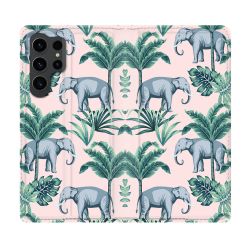 Housse Cuir Portefeuille Pour Samsung Galaxy S23 Ultra Animal Elephant Pattern