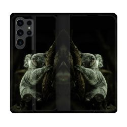 Housse Cuir Portefeuille Pour Samsung Galaxy S23 Ultra Animal Koala Noir