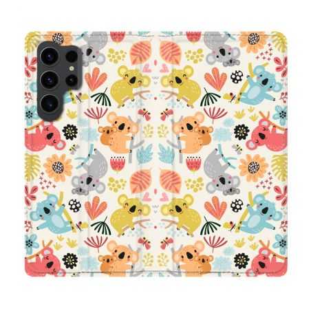 Housse Cuir Portefeuille Pour Samsung Galaxy S23 Ultra Animal Koala Pattern