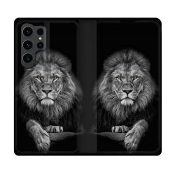 Housse Cuir Portefeuille Pour Samsung Galaxy S23 Ultra Animal Lion Majestueux