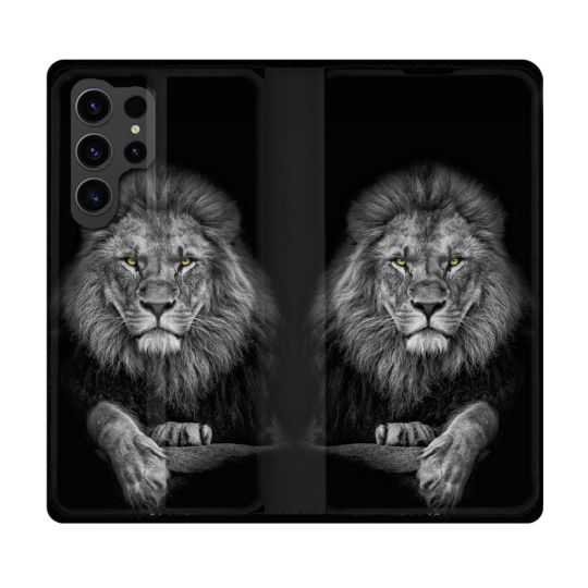 Housse Cuir Portefeuille Pour Samsung Galaxy S23 Ultra Animal Lion Majestueux