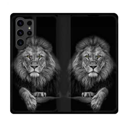 Housse Cuir Portefeuille Pour Samsung Galaxy S23 Ultra Animal Lion Majestueux