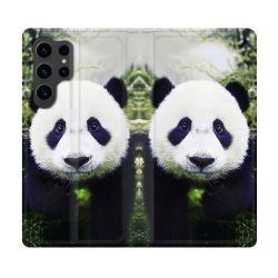 Housse Cuir Portefeuille Pour Samsung Galaxy S23 Ultra Animal Panda Color