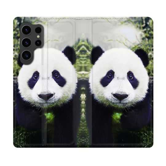 Housse Cuir Portefeuille Pour Samsung Galaxy S23 Ultra Animal Panda Color