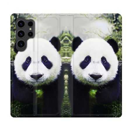 Housse Cuir Portefeuille Pour Samsung Galaxy S23 Ultra Animal Panda Color
