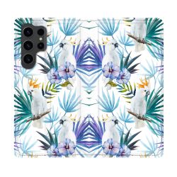 Housse Cuir Portefeuille Pour Samsung Galaxy S23 Ultra Animal Perroquet Peinture