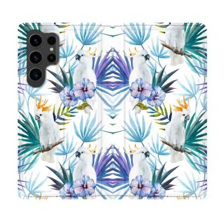 Housse Cuir Portefeuille Pour Samsung Galaxy S23 Ultra Animal Perroquet Peinture