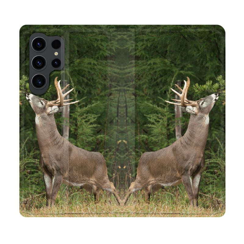 Housse Cuir Portefeuille Pour Samsung Galaxy S23 Ultra Chasse Cerf